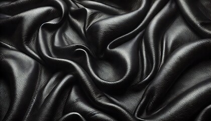 Fototapeta premium Luxurious black leather texture with fine detailing and realistic creases, soft matte finish, seamless background design, generative ai