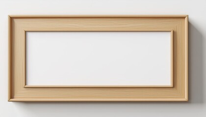 Minimalist Light Wood Picture Frame Hanging against a White Wall Empty yet Elegant