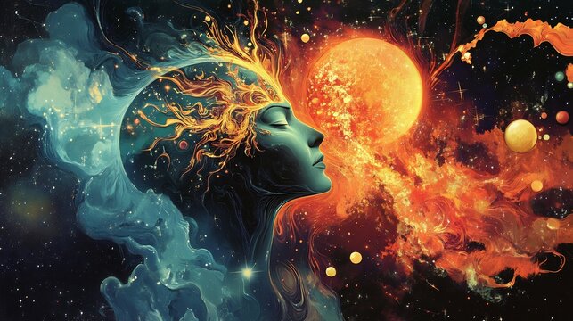 Pluto depicted celestial symbolism highlighting transformation and evolution in dynamic astrological and cosmic designs