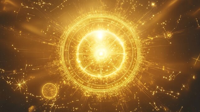 Solar influence depicted radiant sun energy astrological interpretations and glowing celestial patterns symbolizing vitality