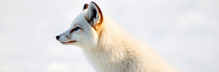 Obraz premium Arctic Fox with Serene Expression Gazing into Distance against Snowy Background