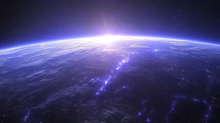Obraz premium Beautiful view of Earth from space highlighting sunrise above the horizon