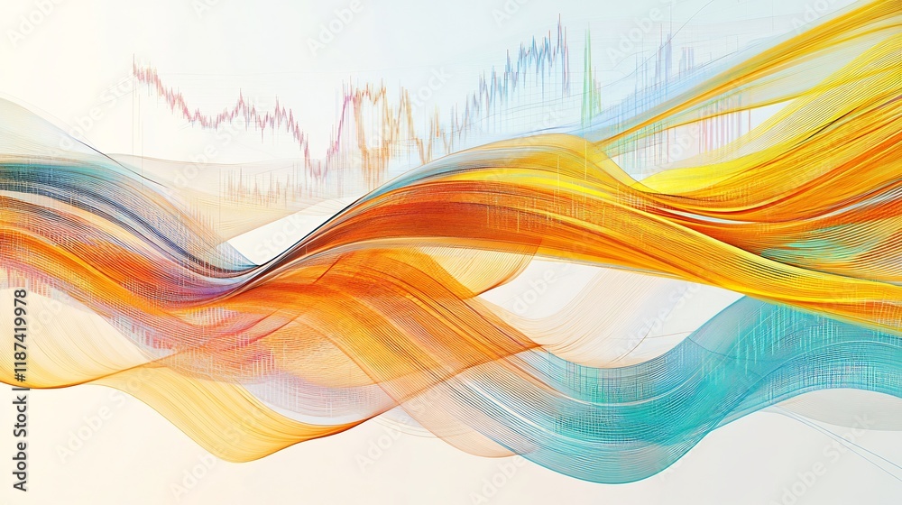 Poster Abstract rendering of budgeting frameworks flowing lines symbolic charts representing financial planning