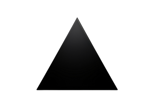 Black triangular object on a white background creating a striking geometric contrast and simplicity