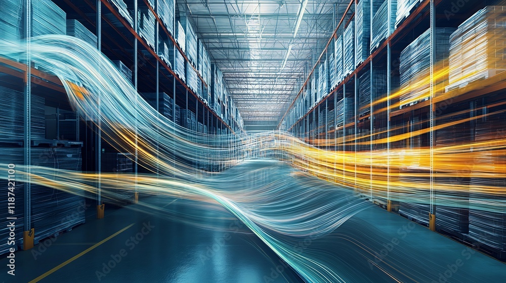 Aufkleber Abstract depiction of warehouse management featuring flowing pattern symbolizing storage systems logistics efficiency