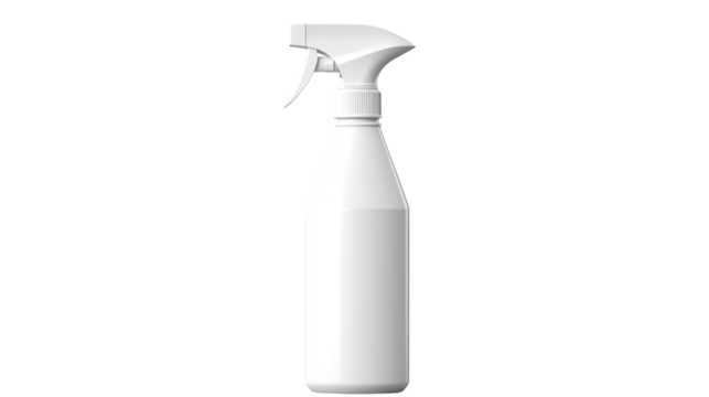 White Plastic Spray Bottle Mockup for Cleaning Product