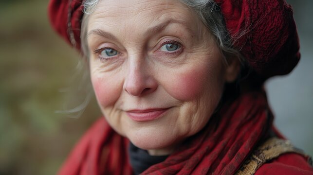 Portrait of a Welsh woman in Welsh national and cultural costume. Woman from Wales in traditional Welsh dress.