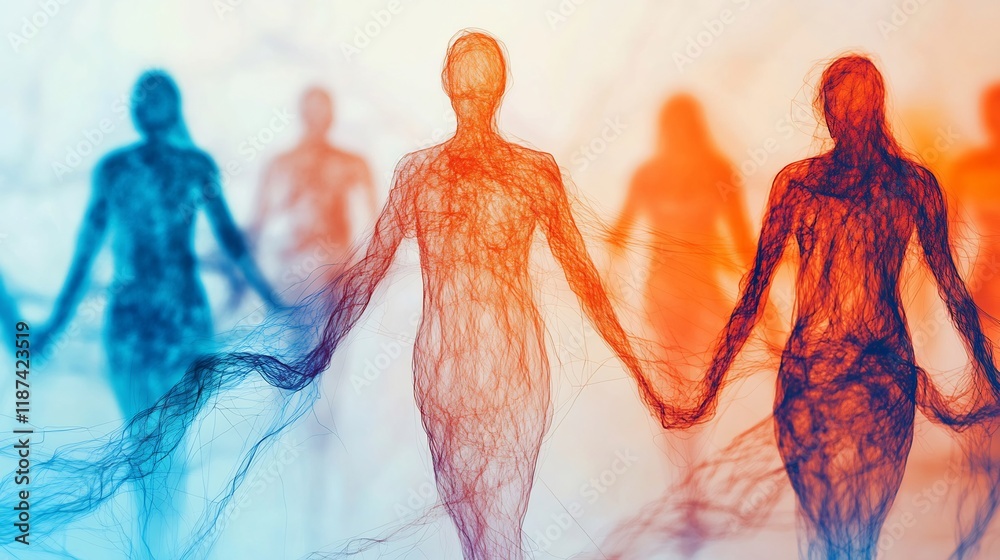 Poster abstract depiction of employee engagement flowing lines representing connection collaboration motiva