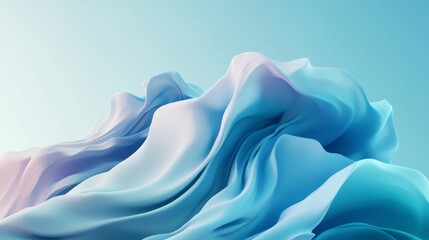 Fototapeta premium Abstract flow of blue and white fabric against gradient background, ethereal art concept