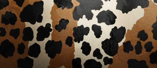 Naklejka premium Cow Skin Texture. Close-Up of Cow Skin. Cowhide Texture. Pattern of Cow Skin. Detailed Cow Skin Texture. Black and White Cowhide. Natural Cow Skin Surface. 