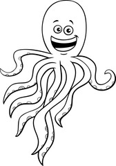 cartoon octopus marine animal character coloring page