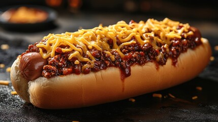 chili dog with cheese isolated on transparent background