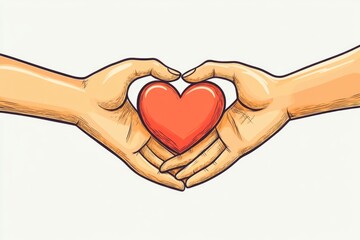 Obraz premium A pair of hands holding a red heart symbolizing love and affection