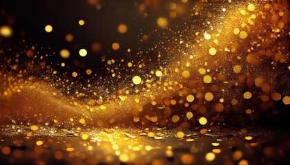 Stunning Gold Glitter Dazzling Sparkle Confetti in a Shimmering Golden Background, showcasing Fine...