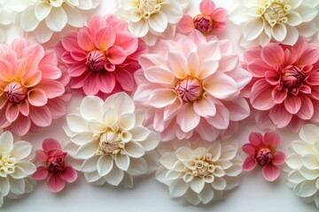 Obraz premium A detailed view of a bouquet of pink and white flowers, perfect for use in floral arrangements or as a decorative element