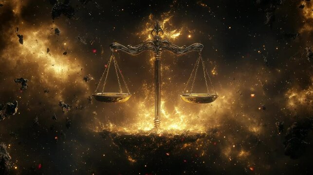 a burning symbol of justice that depicts justice as the top priority. seamless looping time-lapse virtual 4k video Animation Background.	