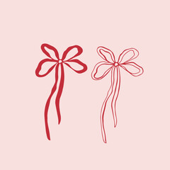 Cherry bow whimsical vector hand drawn illustration