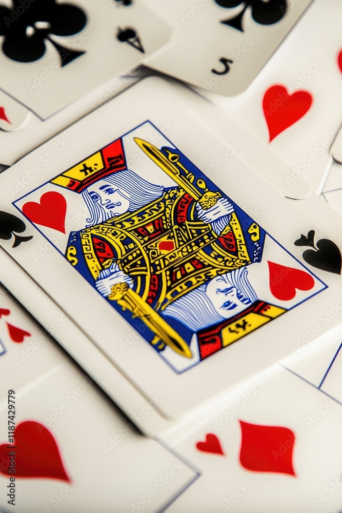 Poster a close-up shot of playing cards on a table