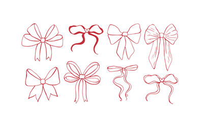 Cherry bow whimsical vector hand drawn illustration