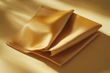A close-up shot of a folded napkin on a table, great for use in still life or interior photography