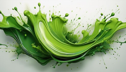 Vibrant Green Paint Splash A Whimsical Exuberance of Color Amidst a Minimalistic Background, Evoking Emotions and Intrigue