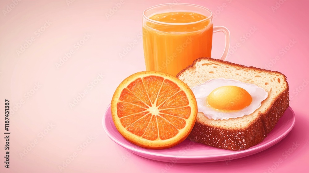 Poster a simple breakfast plate featuring a slice of bread and an egg