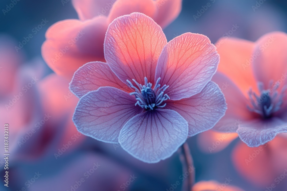 Poster a detailed view of a cluster of pink flowers, ideal for use in floral design or as a decorative elem