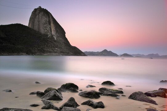 Sunset on the beach in long exposure