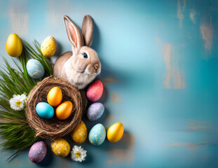 easter bunny with easter eggs