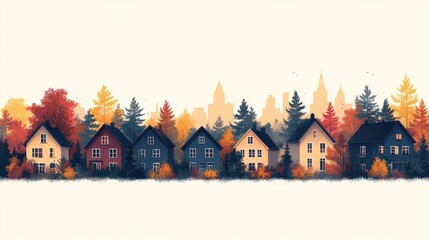 fog silhouettes of village houses with windows small city houses residential quarters isolated on white background horizontal seamless composition cityscape with buildings housing vector