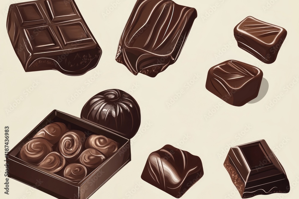 Poster A selection of chocolates arranged neatly on a table, perfect for display or gift-giving