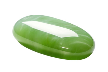 Polished green stone reflecting light, showcasing smooth surface and unique patterns