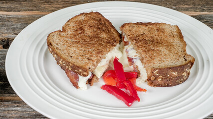 Savory grilled cheese sandwich with fresh peppers