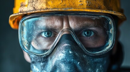 Close-up of a worker in safety gear.