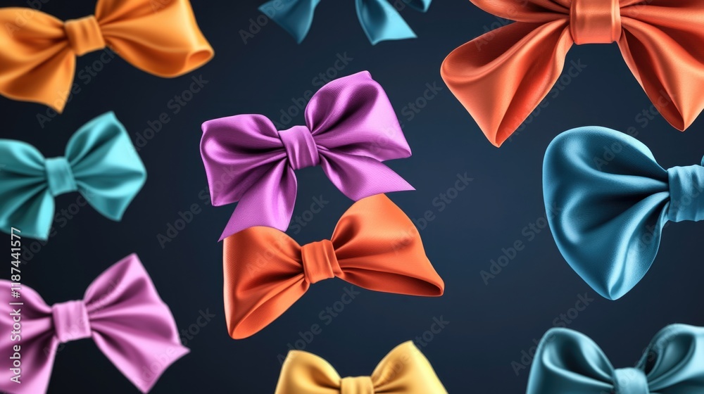 Poster a collection of colorful bows against a dark backdrop