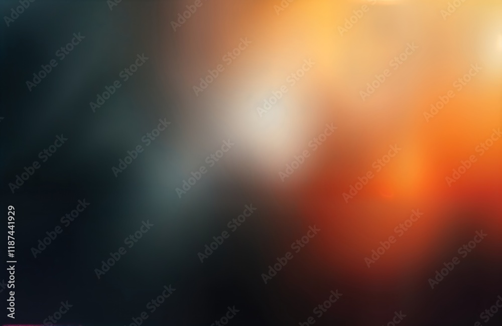 Aufkleber Abstract gradient background with orange grey white colors on black. Blurry free forms create noise texture effect. Background perfect for web banner design. Gradient film grain texture ideal for hot