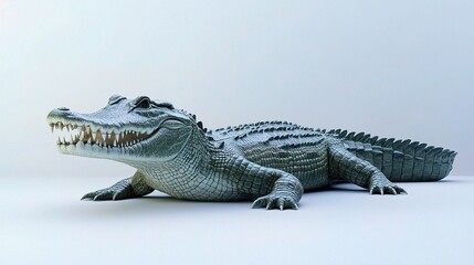 Naklejka premium Realistic Crocodile Isolated on White Background for Creative Use