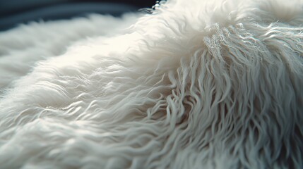 Close-Up of Soft, Fluffy White Fur Texture, Delicate, Cozy, Warm, Natural Beauty