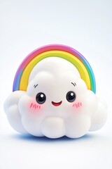 A bright white cloud with a beautiful rainbow visible in the background, great for weather or nature themed designs