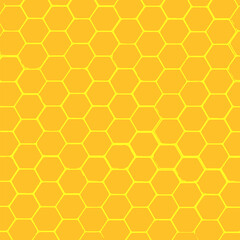 Hand drawn yellow honeycomb hexagon pattern with gold background