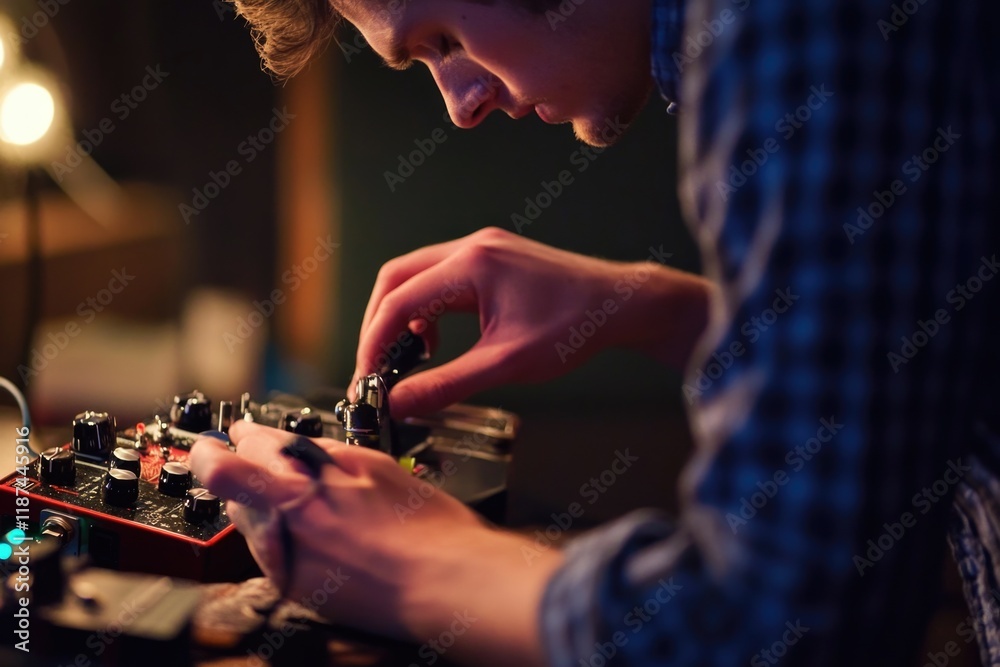 Poster a person working on a computer or laptop, possibly in a office or home setting