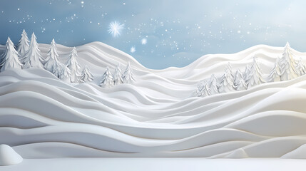 3d winter landscape with snowdrifts. Stardrift. Illustration
