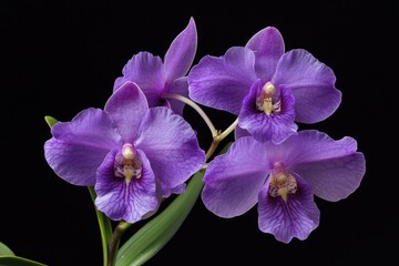 Obraz premium Two purple flowers on a single stem, captured in a close-up shot