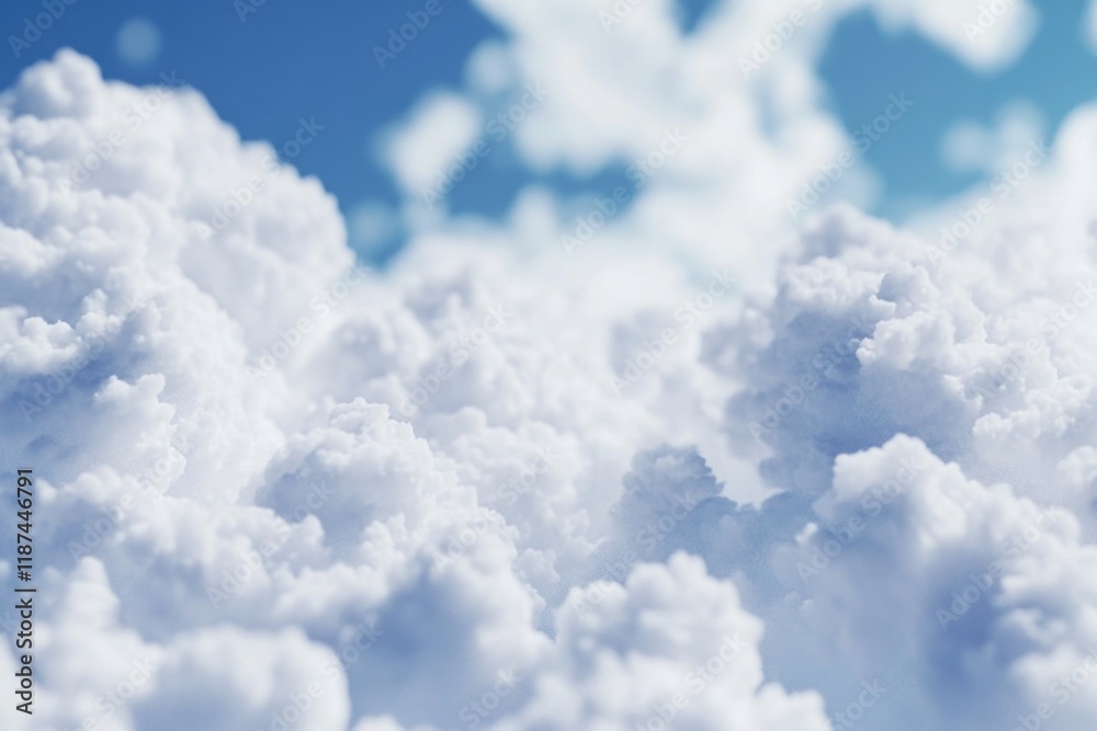 Poster a picture of fluffy clouds drifting lazily across a blue sky, great for use on a website or app abou
