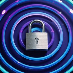 Fototapeta premium Wireless encryption Lock icon with wireless wave to represent safe connection via wireless protocols