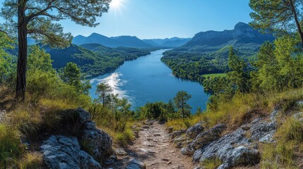 Obraz premium panorama talblick vom venet gebirge auf den fluss inn osterreich fliess