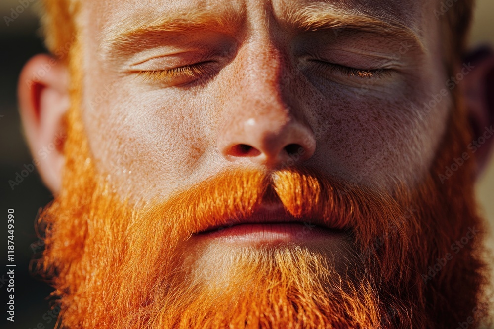 Aufkleber A close-up shot of a person with a distinctive red beard, suitable for use in various contexts