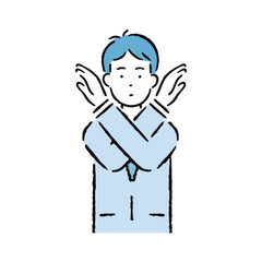 間違いを表現するスーツを着た男性