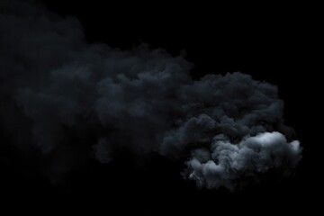 A dark and ominous scene with thick black smoke rising from the shadows