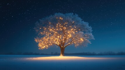 rime tree on the night